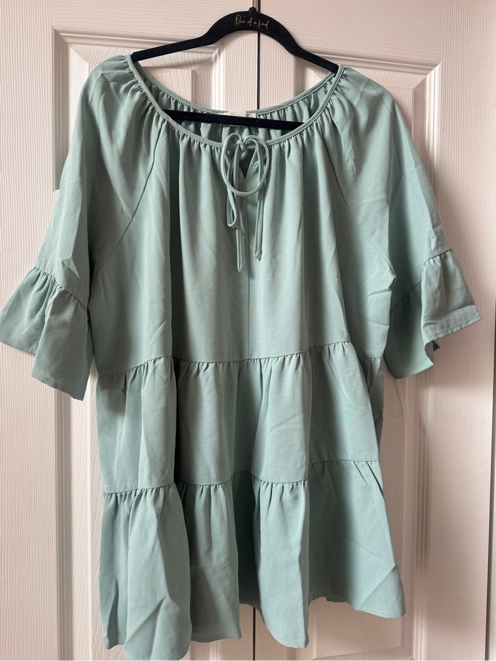 Chic Soul Sage Green Tiered Peasant Blouse
